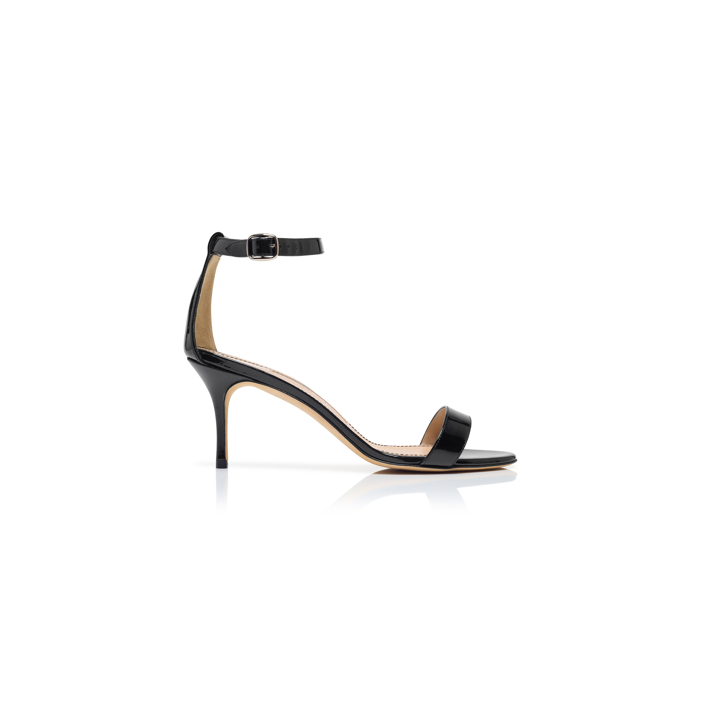 man010 B1ahn*k chaos black patent leather ankle strap sandals 9xx-0753-0012